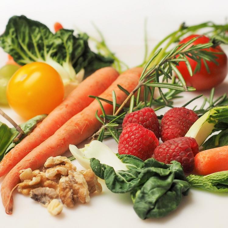  Assortment of vegetables, fruit, and nuts.