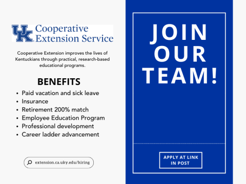 Join our team! UK Cooperative Extension Service is hiring